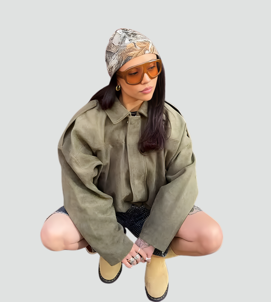 Women's Oversized Bomber Jacket | Zip Front Design