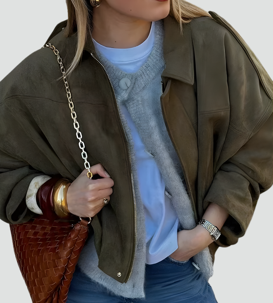 Women's Oversized Bomber Jacket | Zip Front Design