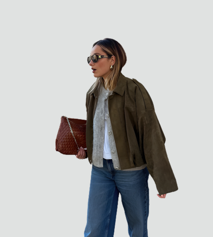 Women's Oversized Bomber Jacket | Zip Front Design