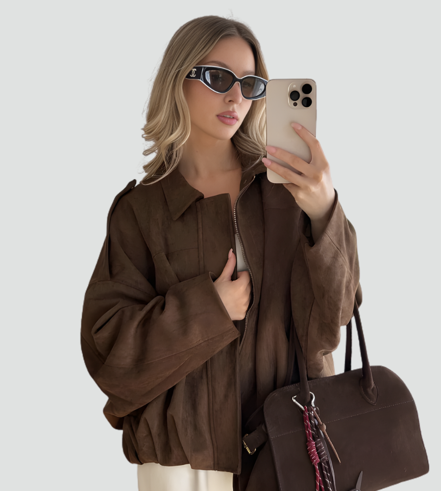 Women's Oversized Bomber Jacket | Zip Front Design