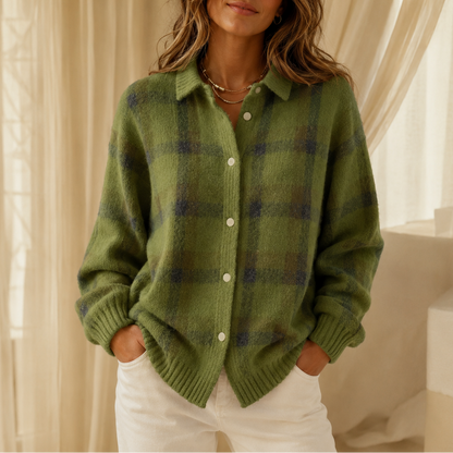 Women's Oversized Cardigan | Structured Collar & Button Front