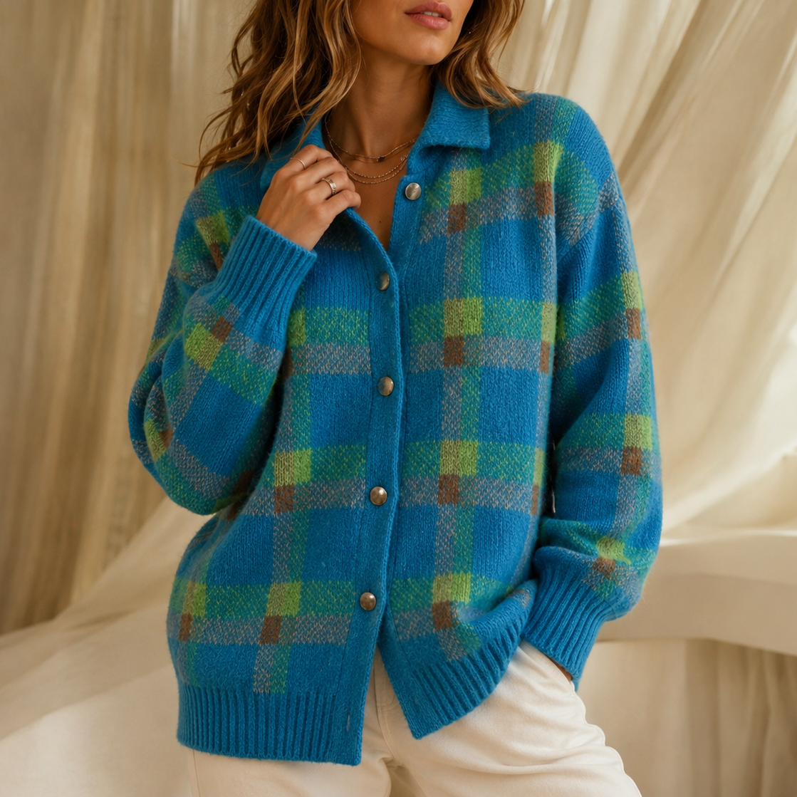 Women's Oversized Cardigan | Structured Collar & Button Front