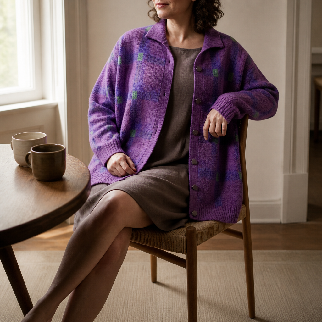 Women's Oversized Cardigan | Structured Collar & Button Front