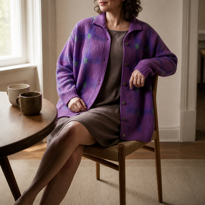 Women's Oversized Cardigan | Structured Collar & Button Front