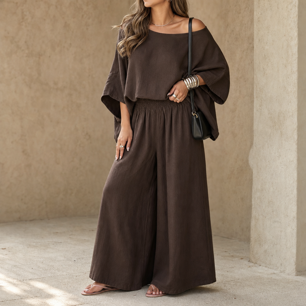 Women's Oversized Co-ord Set Wide-Leg Trousers Matching Top