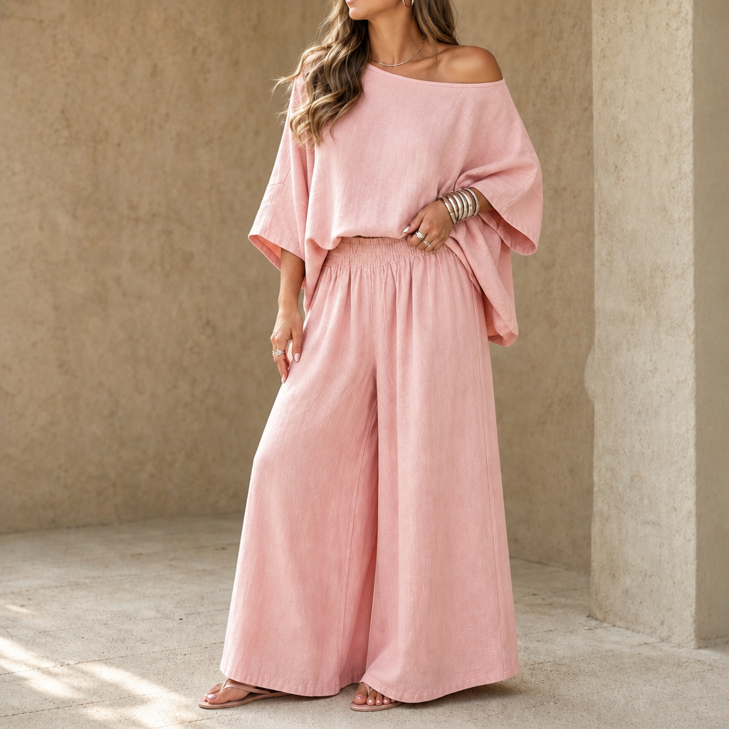 Women's Oversized Co-ord Set Wide-Leg Trousers Matching Top