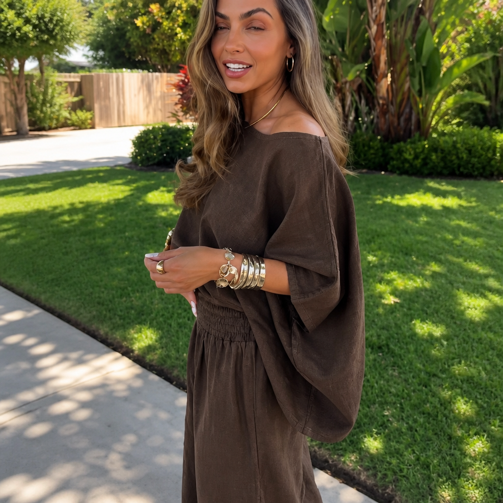 Women's Oversized Co-ord Set Wide-Leg Trousers Matching Top