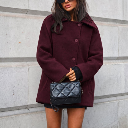 Women's Oversized Coat Wide Collar Dropped Shoulder