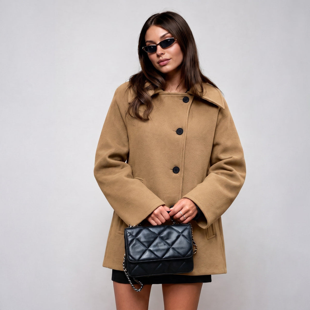 Women's Oversized Coat Wide Collar Dropped Shoulder