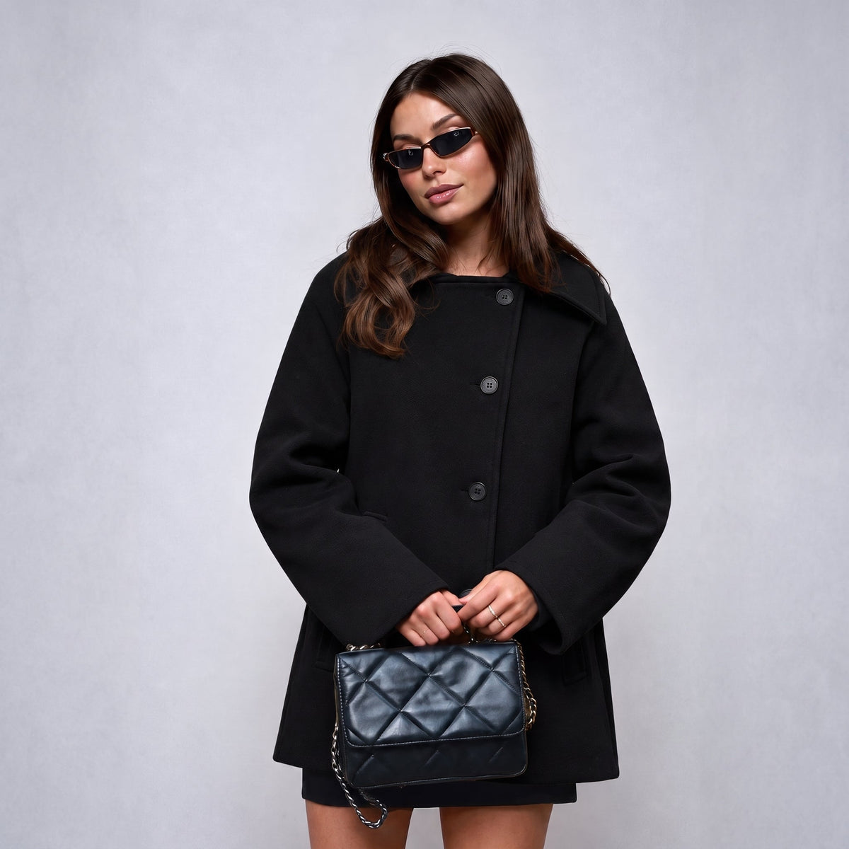 Women's Oversized Coat Wide Collar Dropped Shoulder