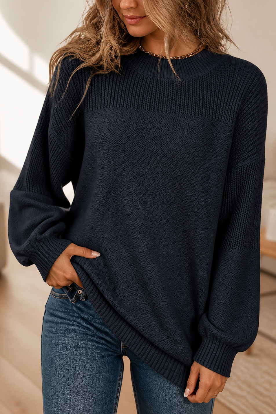 Women's Oversized Sweater | Ribbed Knit & Relaxed Fit