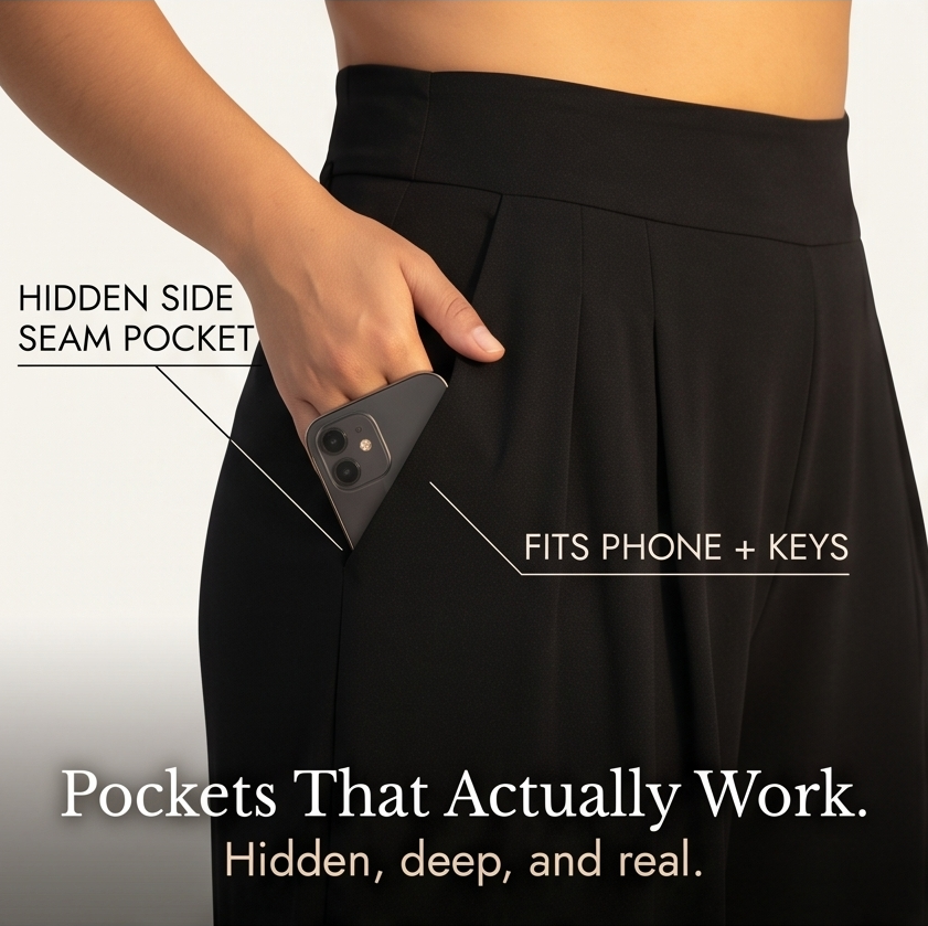 Women's Palazzo Pants | Pleated Wide Leg & Contoured Waist