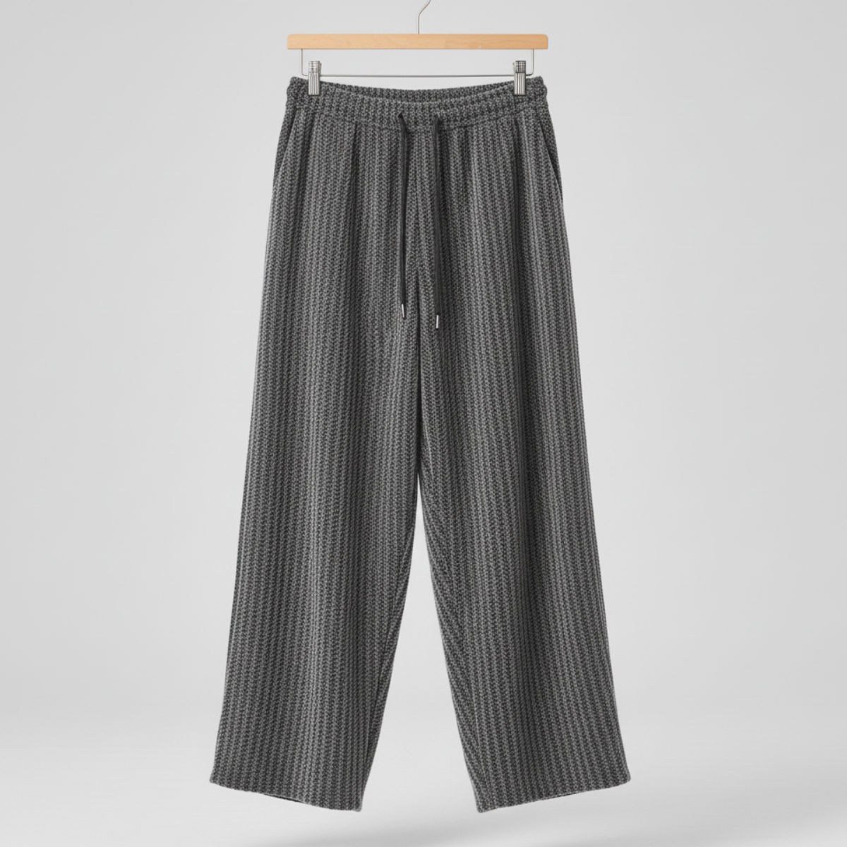 Women's Pants Soft Knit Relaxed Fit Pinstripe with Drawstring Closure