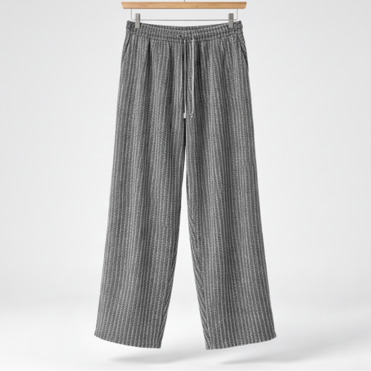 Women's Pants Soft Knit Relaxed Fit Pinstripe with Drawstring Closure