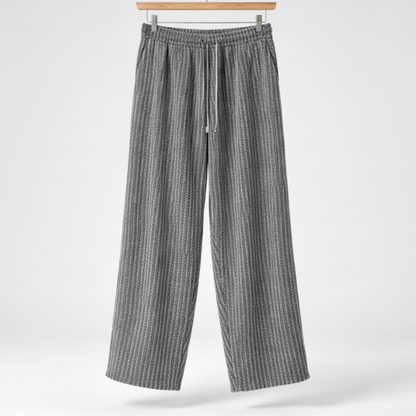 Women's Pants Soft Knit Relaxed Fit Pinstripe with Drawstring Closure
