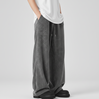 Women's Pants Soft Knit Relaxed Fit Pinstripe with Drawstring Closure