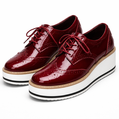 Women's Platform Oxfords Lace Up Perforated Cushioned with Chunky Sole
