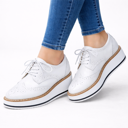 Women's Platform Oxfords Lace Up Perforated Cushioned with Chunky Sole