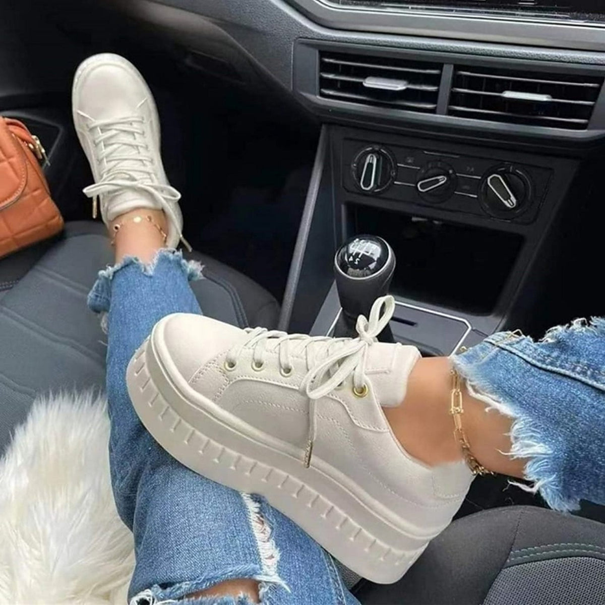 Women's Platform Sneakers | Thick Sole & Round Toe