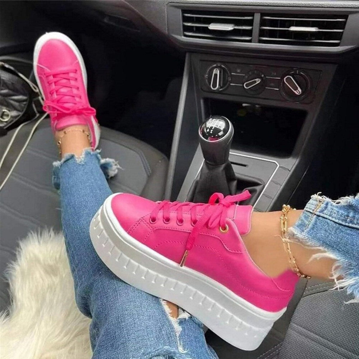 Women's Platform Sneakers | Thick Sole & Round Toe