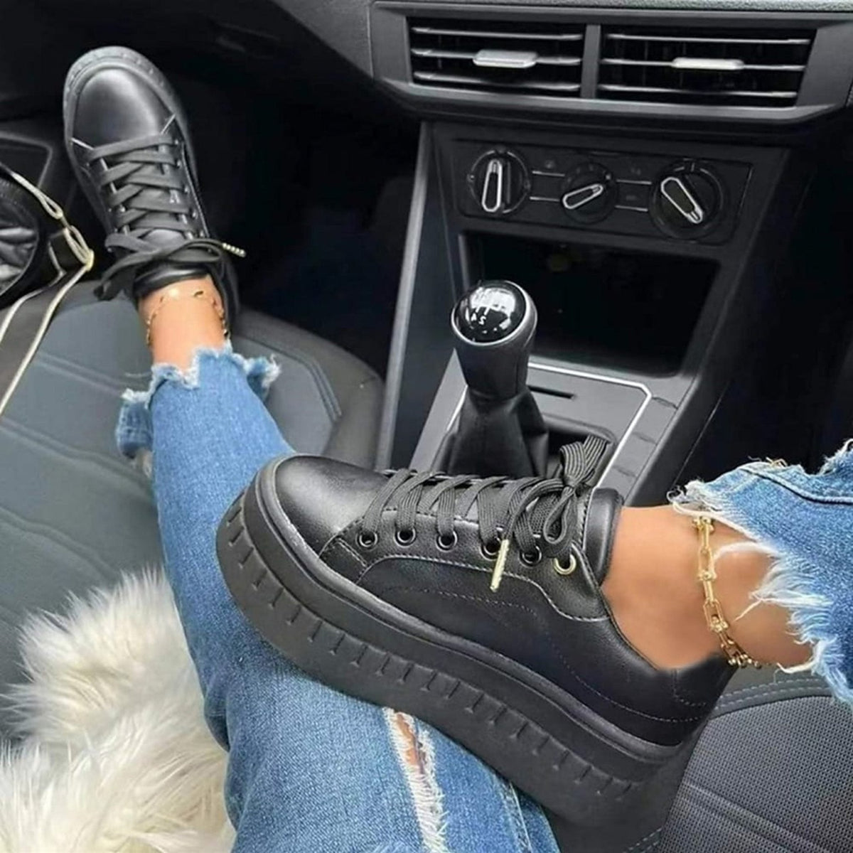 Women's Platform Sneakers | Thick Sole & Round Toe