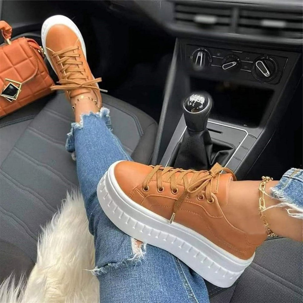 Women's Platform Sneakers | Thick Sole & Round Toe
