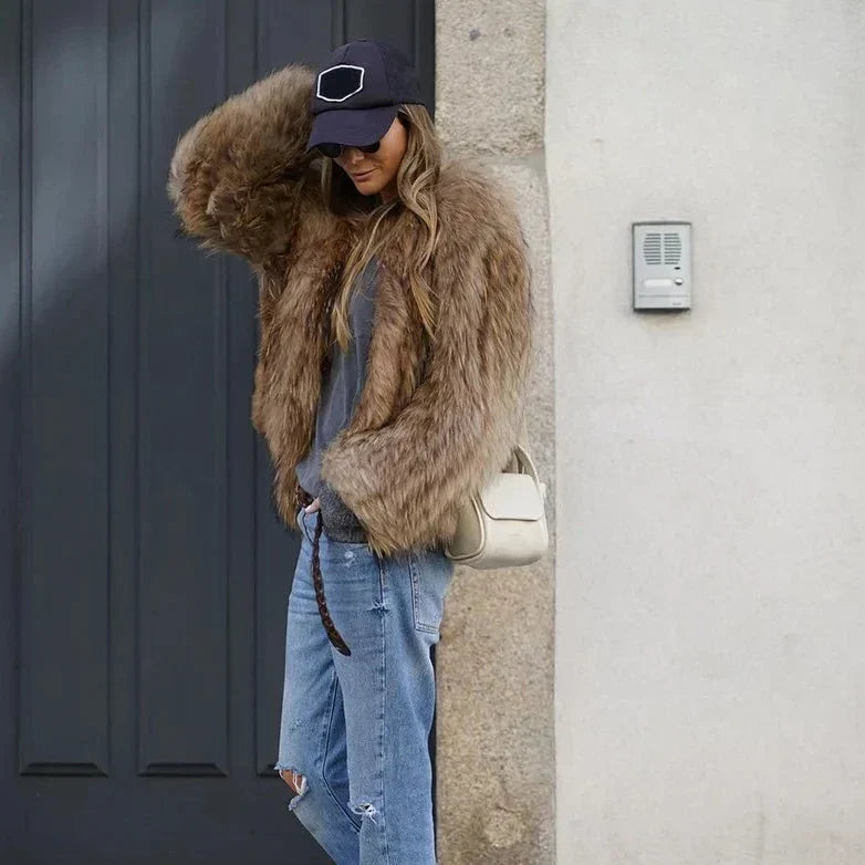 Women's Plush Fur Jacket | Warm & Weatherproof