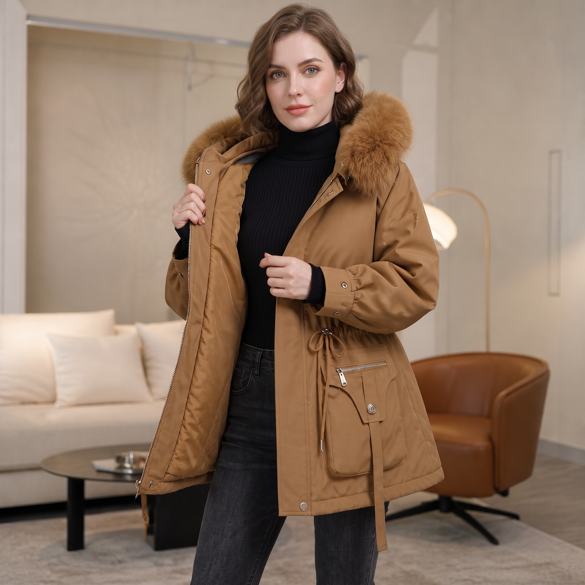 Women's Puffer Coat | Shaped Waist & Double-Layer Warmth