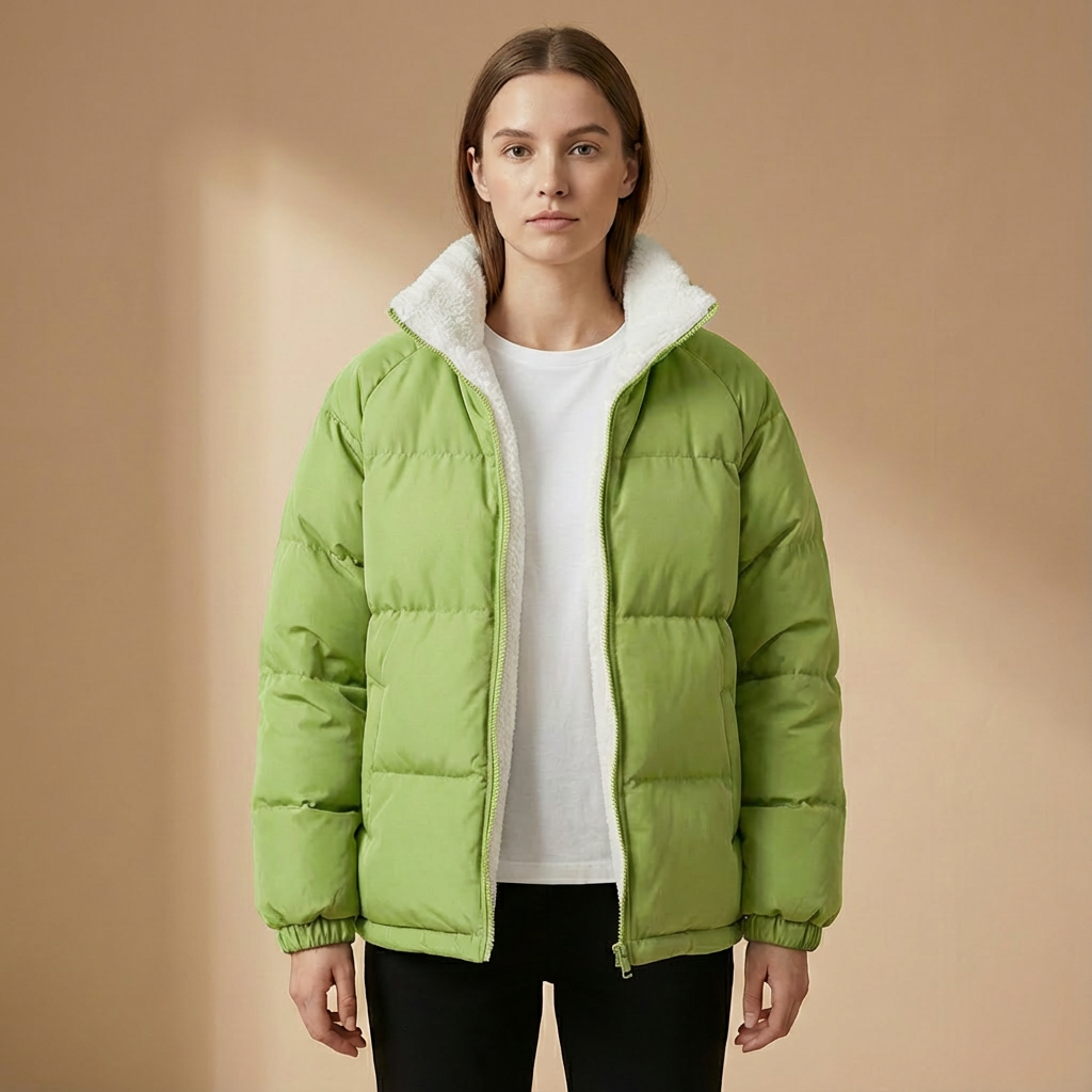 Women's Puffer Jacket | Structured Stand Collar & Warm
