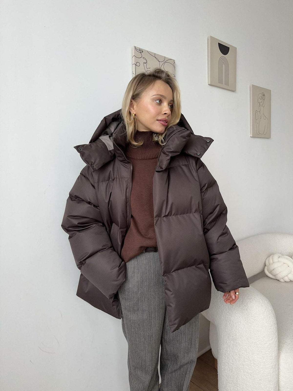 Women's Puffer Jacket Thermal Lined Weather Resistant with Pockets