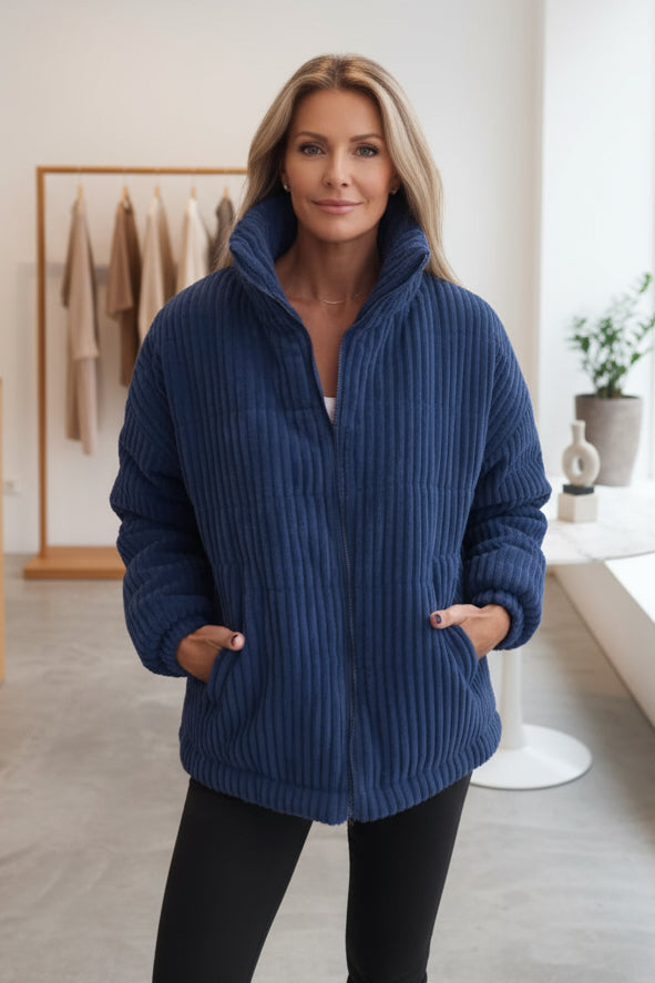 Women's Quilted Coat | High Collar & Relaxed Fit