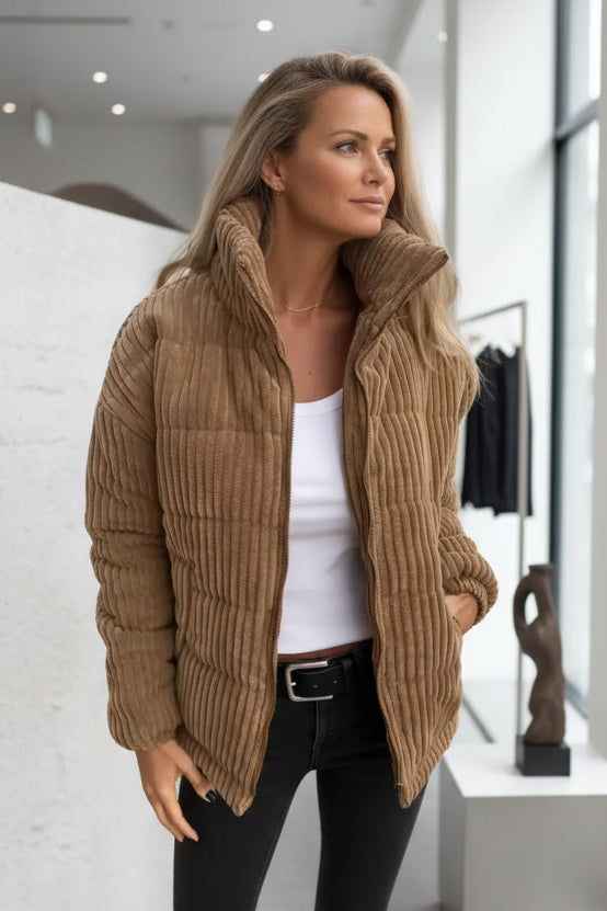 Women's Quilted Coat | High Collar & Relaxed Fit