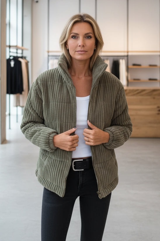 Women's Quilted Coat | High Collar & Relaxed Fit
