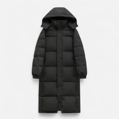 Women's Quilted Jacket Long Line Padded Versatile with Removable Hood