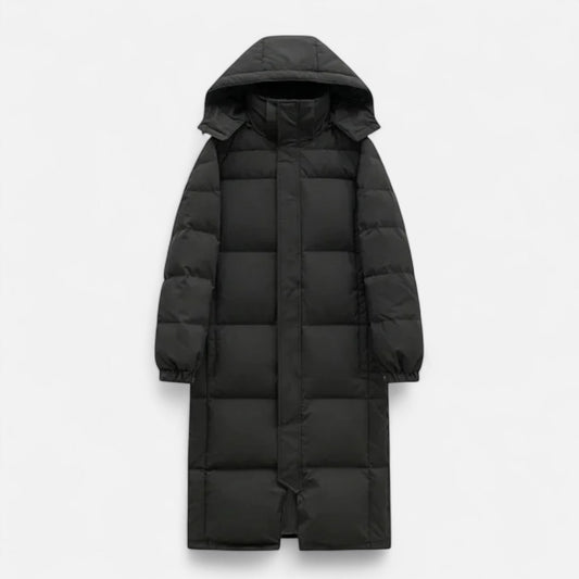 Women's Quilted Jacket Long Line Padded Versatile with Removable Hood