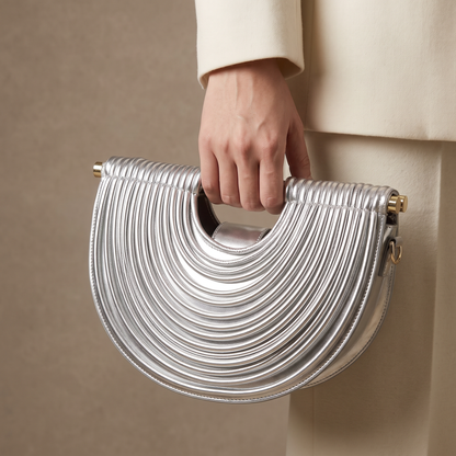 Women's Ribbed Handbag | Sculptural Design & Crossbody Strap