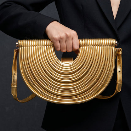 Women's Ribbed Handbag | Sculptural Design & Crossbody Strap