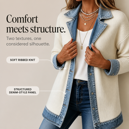 Women's Ribbed Knit Coat | Structured Panels