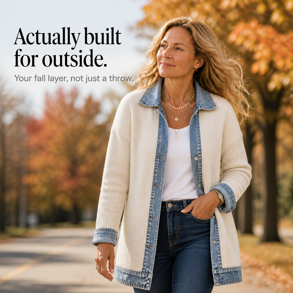 Women's Ribbed Knit Coat | Structured Panels