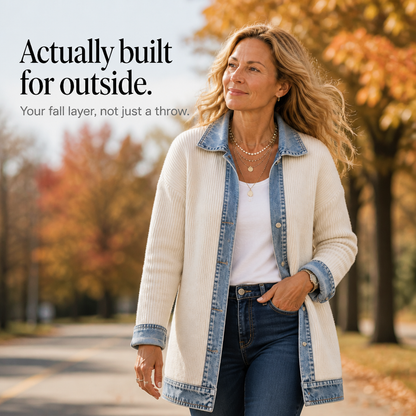 Women's Ribbed Knit Coat | Structured Panels