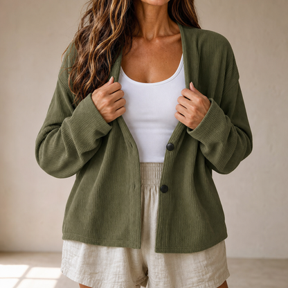 Women's Ribbed Open-Front Cardigan | Long-Line Flattering Fit