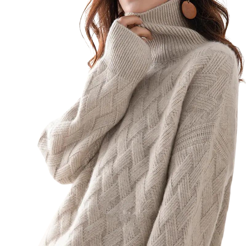 Women's Roll Neck Jumper | Cable Knit & Oversized Fit