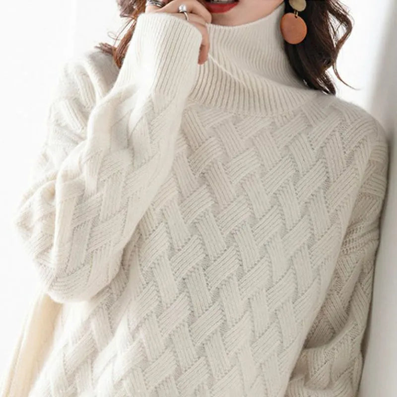 Women's Roll Neck Jumper | Cable Knit & Oversized Fit