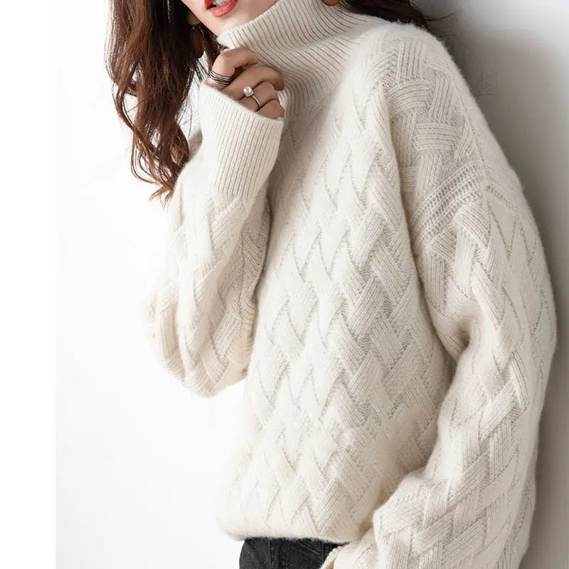 Women's Roll Neck Jumper | Cable Knit & Oversized Fit