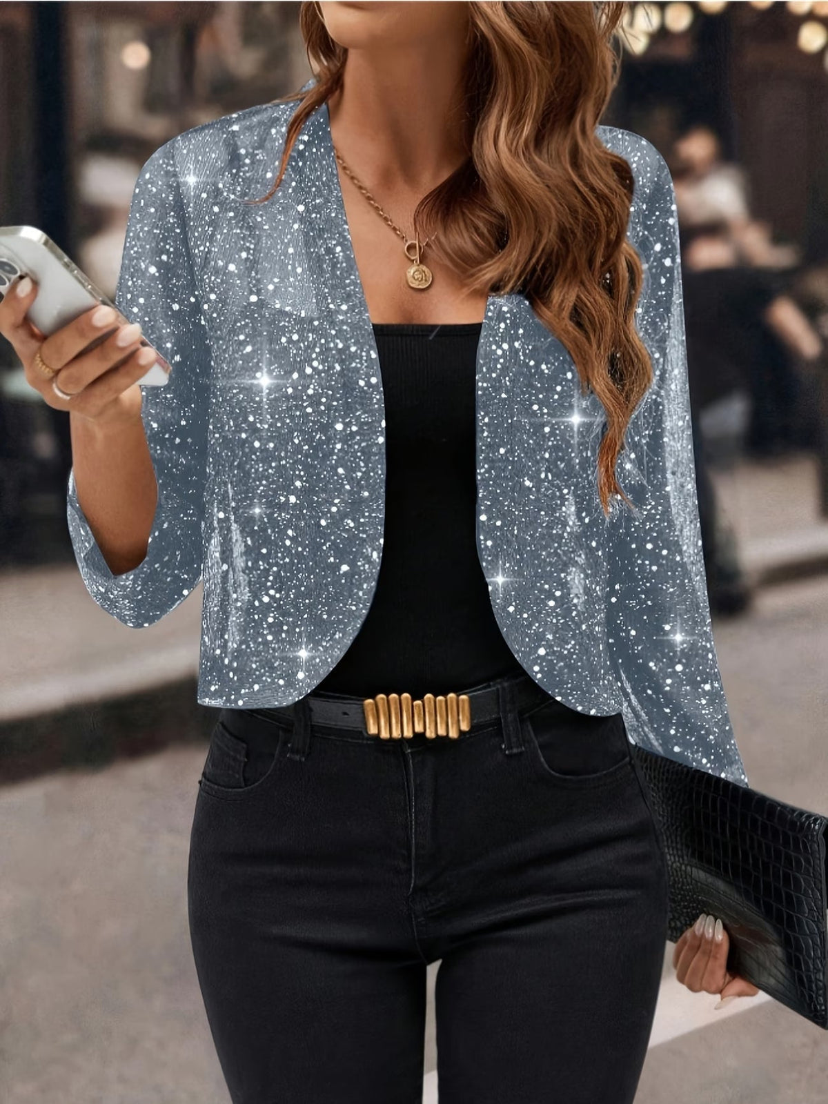 Women's Sequin Cardigan Jacket | Glitter Sparkle Design