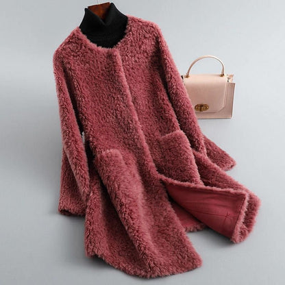 Women's Shearling Coat Relaxed Fit Winter Outerwear