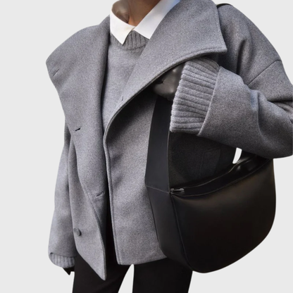 Women's Short Coat Double Breasted Flattering Fit with Light Lining