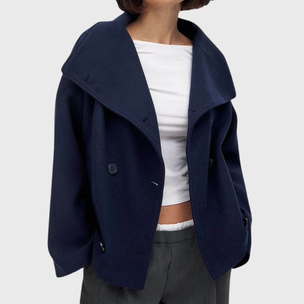 Women's Short Coat Double Breasted Flattering Fit with Light Lining