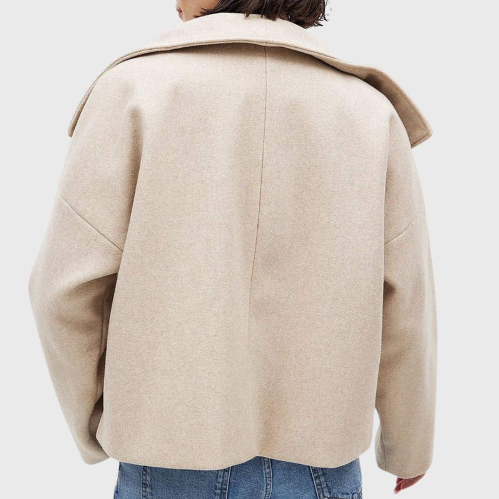 Women's Short Coat Double Breasted Flattering Fit with Light Lining