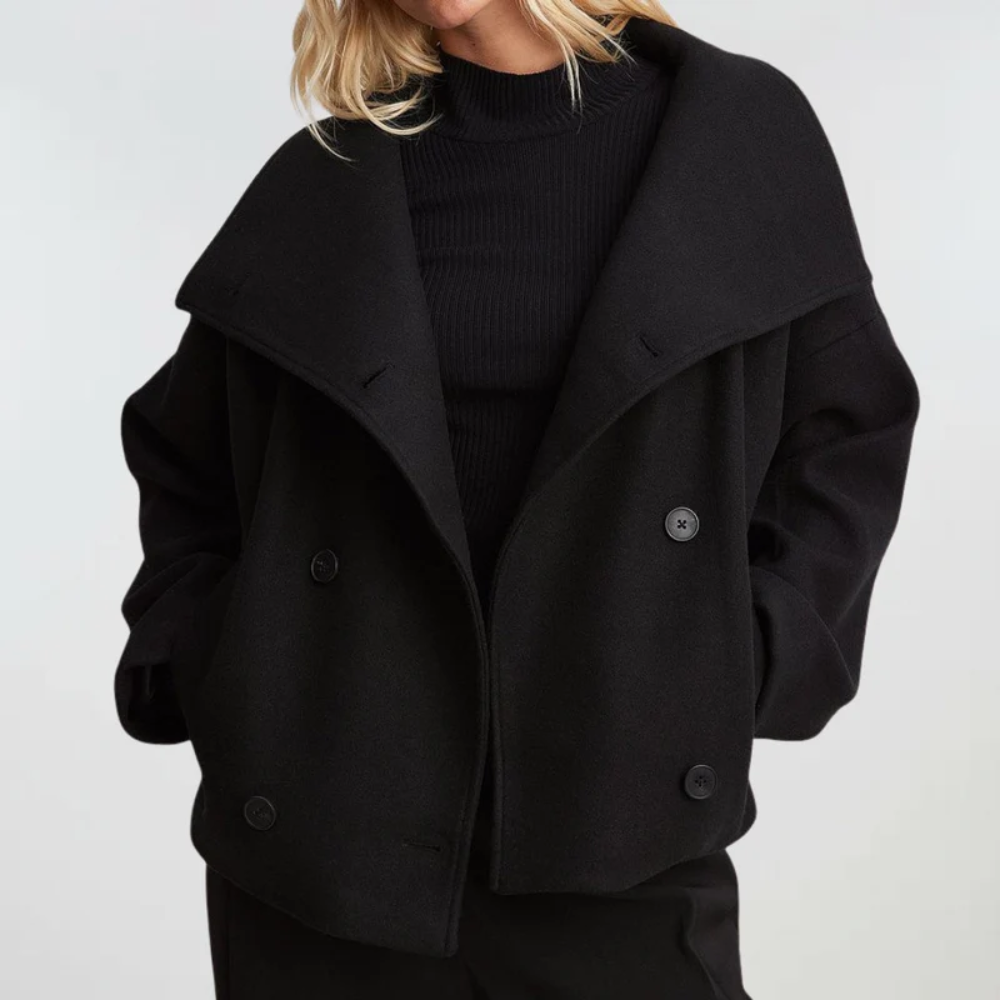 Women's Short Coat Double Breasted Flattering Fit with Light Lining